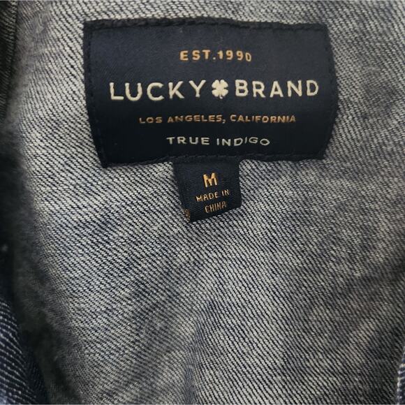 Lucky Brand True Indigo Denim Dot Trench Coat Medium - Picture 10 of 11